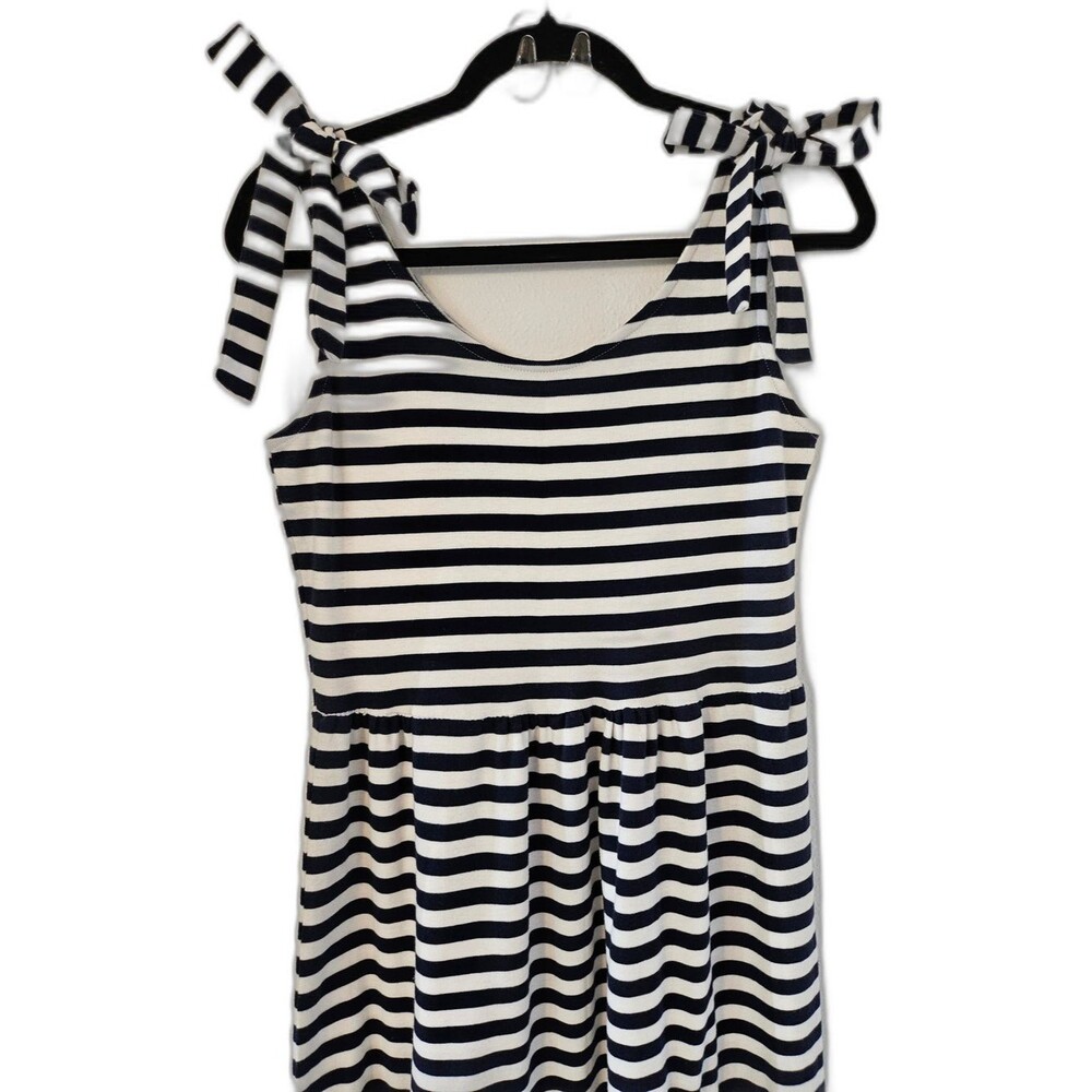 Navy And White Striped Tiered Maxi Dress Nautical Summer. Sz S